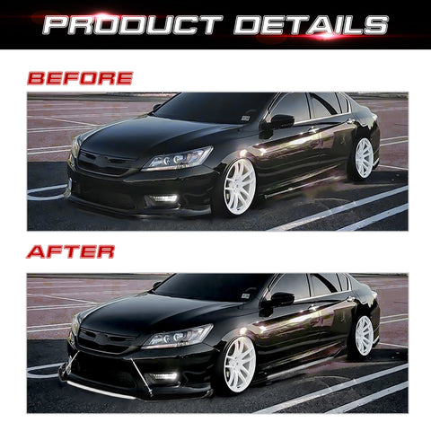 Front Bumper Lip Chin Spoiler+ 2.2M Side Skirt Winglets Diffusers+ Adjustable 10"-13" Support Rod Compatible with Honda Accord Civic or VW MK5 MK6 MK7 or Kia Optima, Carbon FIber w/White