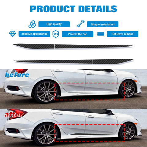 Carbon Fiber Texture Side Door Skirt Cover Sticker For Honda Civic 2016-2021