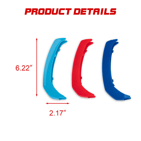 Tri-Colored Front Kidney Grille Strips Clip Cover For BMW 3 Series GT 2013-2016