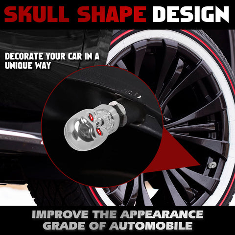 Skull Style Tire Stem Valve Caps Wheel Valve Covers Car Dustproof Tires Cap 8pcs