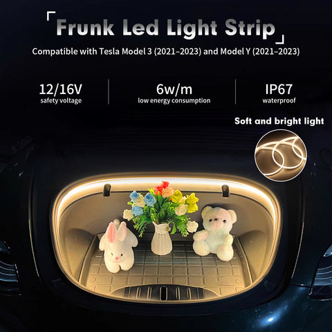 Front Trunk LED Strip Bar Ambient Lights for Tesla Model 3 / Y 2021-2023
