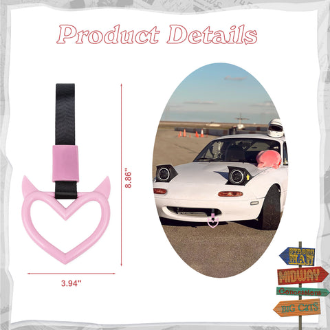 x xotic tech JDM Devil Shaped Tsurikawa Subway Train Bus Handle Straps Drift Charm Rear Bumper Warning Loops Ring for Cars, SUV Interior Exterior Decoration