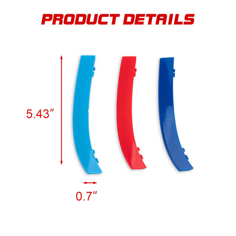 Tri-Colored Front Kidney Grille Strips Clip Cover For BMW 5 Series E39 1995-2003