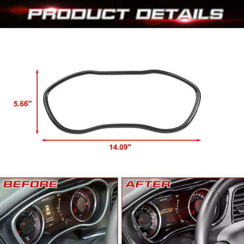 Car Interior Dashboard Display Screen Frame Cover Trim Accessories Decoration, Carbon Fiber Pattern, Compatible with Dodge Challenger 2015-2023