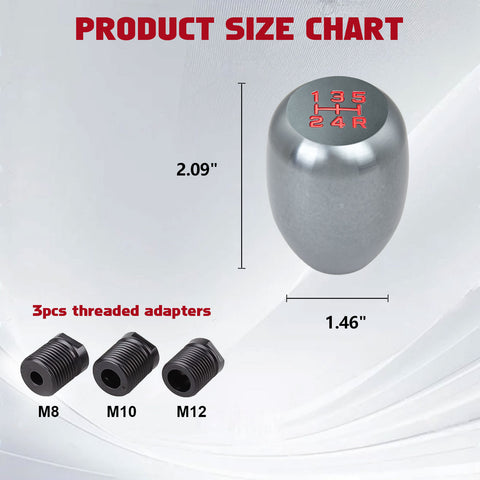 JDM Universal Aluminum 5 Speed Manual Car Gear Stick Shift Knob Shifter Lever