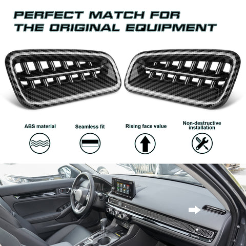 Carbon Fiber Style Dashboard Side AC Air Outlet Cover For Honda Civic 2022-up