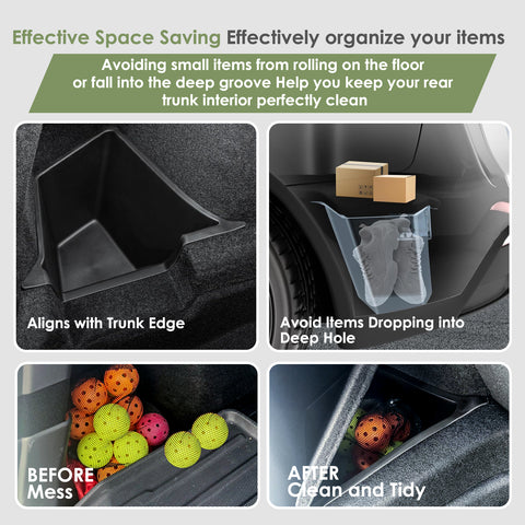 Rear Trunk Storage Bins Side Box with Carpeted Lid For Tesla Model Y Juniper 25+