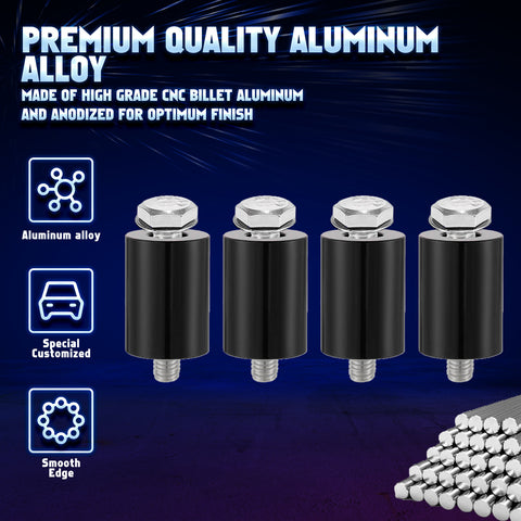 4Sets Steel Bulkhead Riser Kit, Engine Motor Hood Vent Spacer Riser, 1 inch 8mm Aluminum Alloy Engine Hood Ventilation Spacer for Auto Engine Turbo Swap