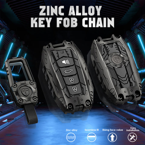 x xotic tech Mech Style Heavy Metal Key Fob Cover Compatible with Toyota Venza Sienna Tundra Prius RAV4 Land Cruiser Corolla Highlander Camry, Zinc Alloy Key Case Protector Shell Keychain(B-Style)