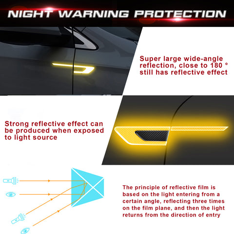 Blue Reflective Carbon Fiber Car Side Door Warning Protector Guard Decals 11.6"