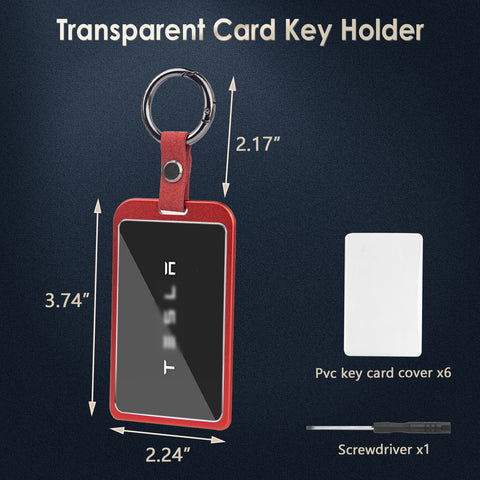 x xotic tech Transparent Card Key Holder, Card Protective Case Cover Comapatible with Tesla Model Y/3/S/X Cybertruck Accessories, Full Protection Key Fob Shell Key Chain(Aluminum Alloy)