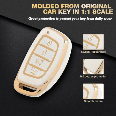 2X White TPU Full Cover Remote Key Fob Cover For Hyundai Elantra Ioniq Sonata