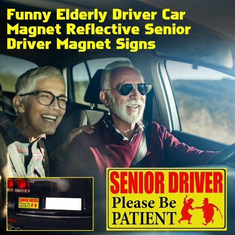 x xotic tech Elderly Driver Car Magnet Reflective Senior Driver Magnet Signs for Car Old People Gag Gifts Yellow Sign Magnetic Bumper Sticker for Grandma Grandpa