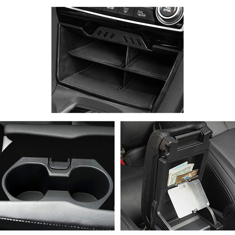 Armrest Box Hidden Storage Case Insert Tray Cup Holder For Honda Civic 10th Gen