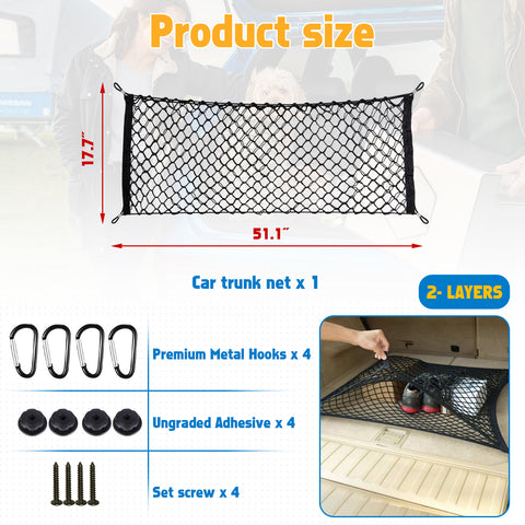 Automotive Truck Bed Cargo Mesh Net Bag Divider Organizer For SUV Pickup Trucks