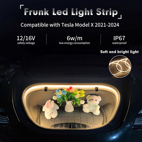 For Tesla Model S X 2021-2024 Front Trunk Led Flexible Ambient Lights Decoration
