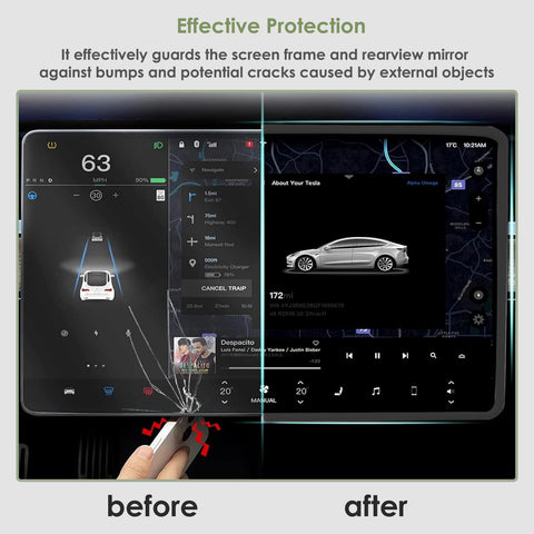 Center Console Screen Edge Frame Armrest Cover Kit For Tesla Model 3 Y 25+