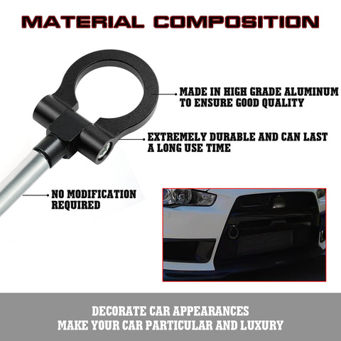 2X Sporty Front Bumper Towing Strap+Tow Hook For Nissan 370Z GT-R R35 2009-2018