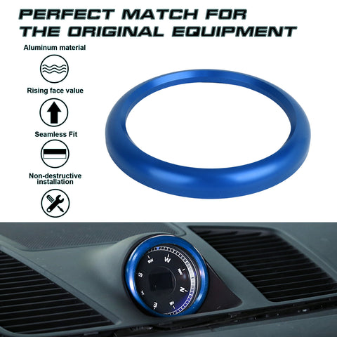 Sporty Blue Dashboard Center Clock Ring Cover For Porsche Cayenne 911 2012-up