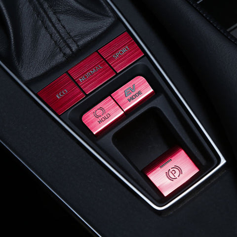 Set Red Window Switch+ Gear Shift Button Cover Accessories Trim Combo Kit, Compatible with Camry 2018-2023 (Fit For Hybrid type Only)