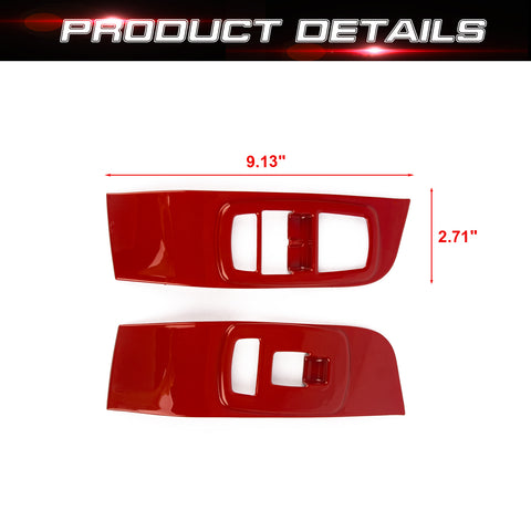 Window Lift Trim Door Lock Switch Panel Cover Compatible with Dodge Challenger 2015-up Interior Accessories Decoration 2Pcs/Set