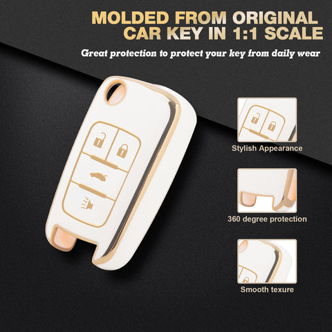 2X Flip Full Cover Remote Key Fob Cover For Chevrolet Camaro Cruze Equinox