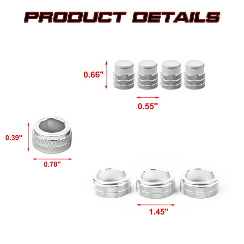 Silver AC Control Knob + Navigation Switch Knob Cover For Honda Civic 11th Gen