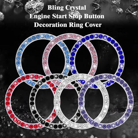 Crystal Rhinestone Car Engine Start Stop Button Bling Ring Cover Accessories