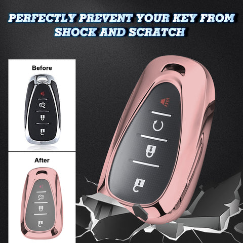 2pcs TPU Key Fob Shell Full Cover Case , Compatible with Chevrolet Camaro Malibu Impala Cruze Volt Bolt Equinox Tahoe Traverse - 3/4/5 Buttons Key