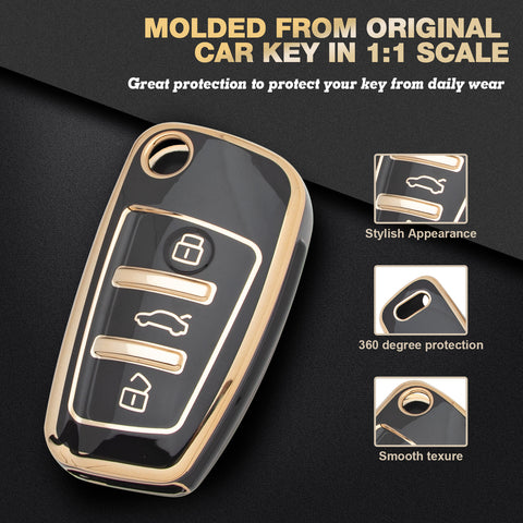 2X TPU Full Cover Flip Smart Key Fob Cover For Audi A1 A3 A4 A6 A8 Quattro