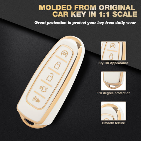 2X White TPU Full Cover Smart Key Fob Cover For Ford CMAX Edge Escape Expedition