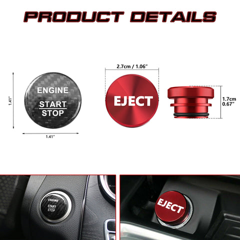 Set Red Carbon Engine Start + Cigarette Lighter Eject Button Trim For Mercedes B C E S G CL SL ML GL CLA CLS GLA GLC GLK GLE GLS Class W176 W246 W205 X253 X156 C117