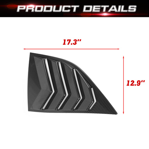 Car Exterior Rear Side Window Louvers Windshield Trim for Dodge Challenger 2008+