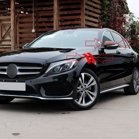 Auto Exterior Decor Front Hood Fender + Rear View Mirror Overlay Stickers Kit