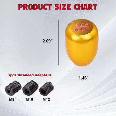 JDM Universal Aluminum 5 Speed Manual Car Gear Stick Shift Knob Shifter Lever