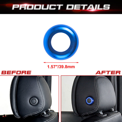 2x Blue Inner Seat Headrest Button Ring Cover Trim For W205 2015-2021 X205 2016-2022