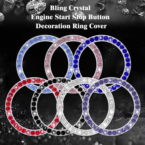 Crystal Rhinestone Car Engine Start Stop Button Bling Ring Cover Accessories