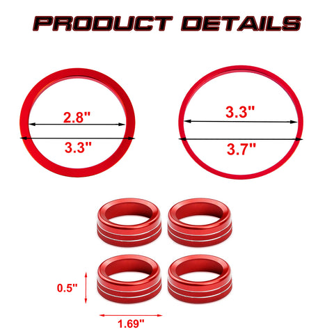 Red Air Vent Outlet + AC Climate Knob Decor Cover For Toyota Tacoma 2016-2023