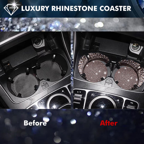 2pcs Cute Bling Car Cup Holder Coaster with Rhinestone Auto Interior Accessories