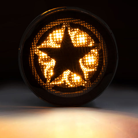 x xotic tech Smoked Lens Turn Signal Lights White Halo Ring DRL Amber LED Front Grill Indicator Parking Lights Lamp Assembly Replacement Compatible with Jeep Wrangler JK JKU 2007-2018