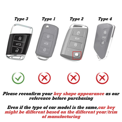 Xotic Tech Red TPU Key Fob Shell Full Cover Case w/ Red Keychain, Compatible with Volkswagen Passat Arteon Atlas Jetta Skoda CC Golf 7 Tiguan MK2 Smart Keyless Entry Key