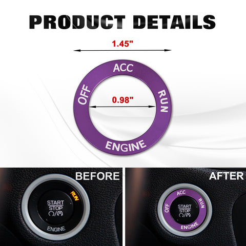 Red Engine Start Stop Button Switch Ring Cover Trim For Dodge Charger 2010-2022