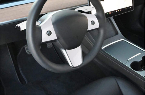 Carbon Fiber ABS Set Steering Paddle Shifter Trim Cover For Tesla Model 3 2017-2023 & Model Y 2020-up
