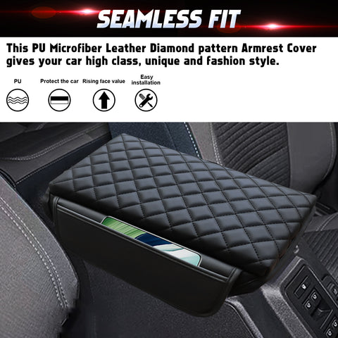 x xotic tech Center Console Cover Compatible with Ford Bronco Accessories 2021 2022 2023 2024 2025 2/4-door, Prevent Dog Scratches Leather Armrest Cover Pad Protector with Side Pockets Storage Bag Interior Accessories
