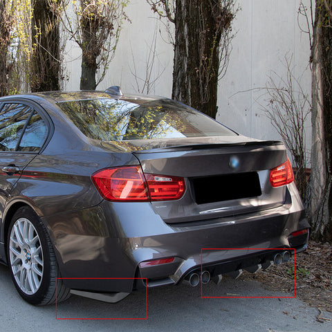 Universal Fit 6Pcs Rear Bumper Wing Lip Diffuser Splitter Shark Fins + Canard Valence Spoiler Deflector Body Kits