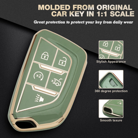 2X TPU Full Cover Remote Key Fob Holder For Cadillac CT5 Escalade 2020-2023