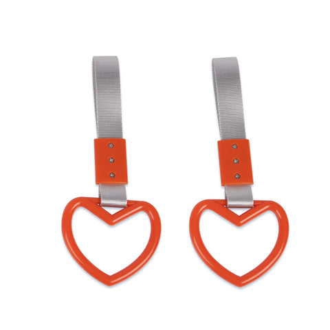 Orange Tsurikawa Handle Ring Heart Shaped Japanese Car Warning Loop Decoration