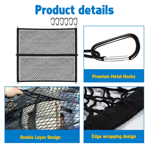 4' x 4' Double-Layer Elastic Cargo Mesh Net Organizer for Pickup Trucks Trailers