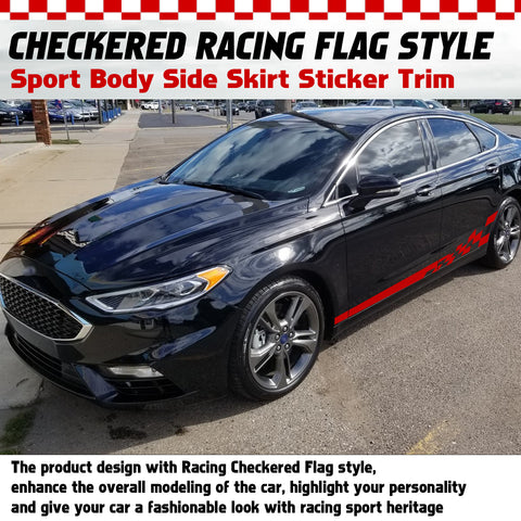 78" Reflective Car Door Body Side Door Vinyl Stripe Graphic Decal Sticker Colorful Checkered Racing Flag Style 2Pcs