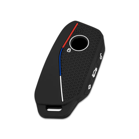 x xotic tech Soft Silicone Key Fob Cover Case Compatible with BMW X7 IX I5 M60 X5 X6 IX I7 5 7 Series 2023 2024 2025 2026, Intelligent Car Side Button Smart Key Protector